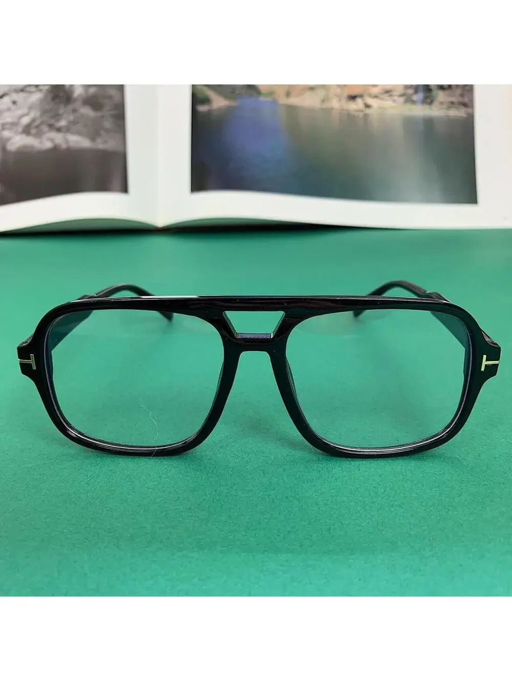 Vintage 90s style Black square frame glasses with clear 55mm lens. Unisex